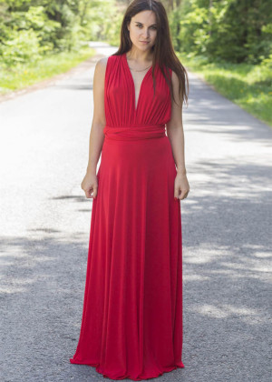 Red Jersey Fabulous Long Bridesmaid Dress